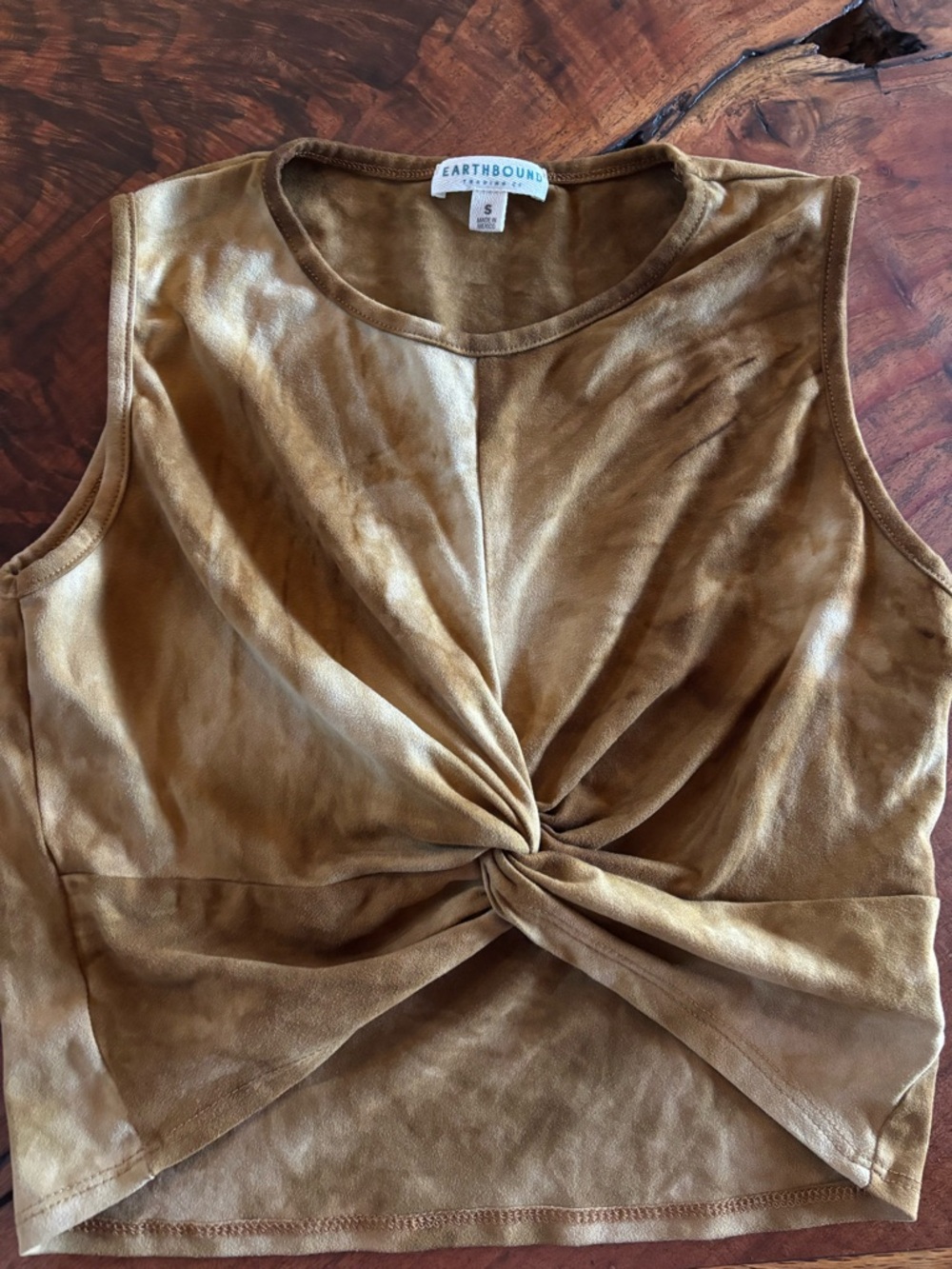 Earthbound Twist-Front Cropped tank - Brown